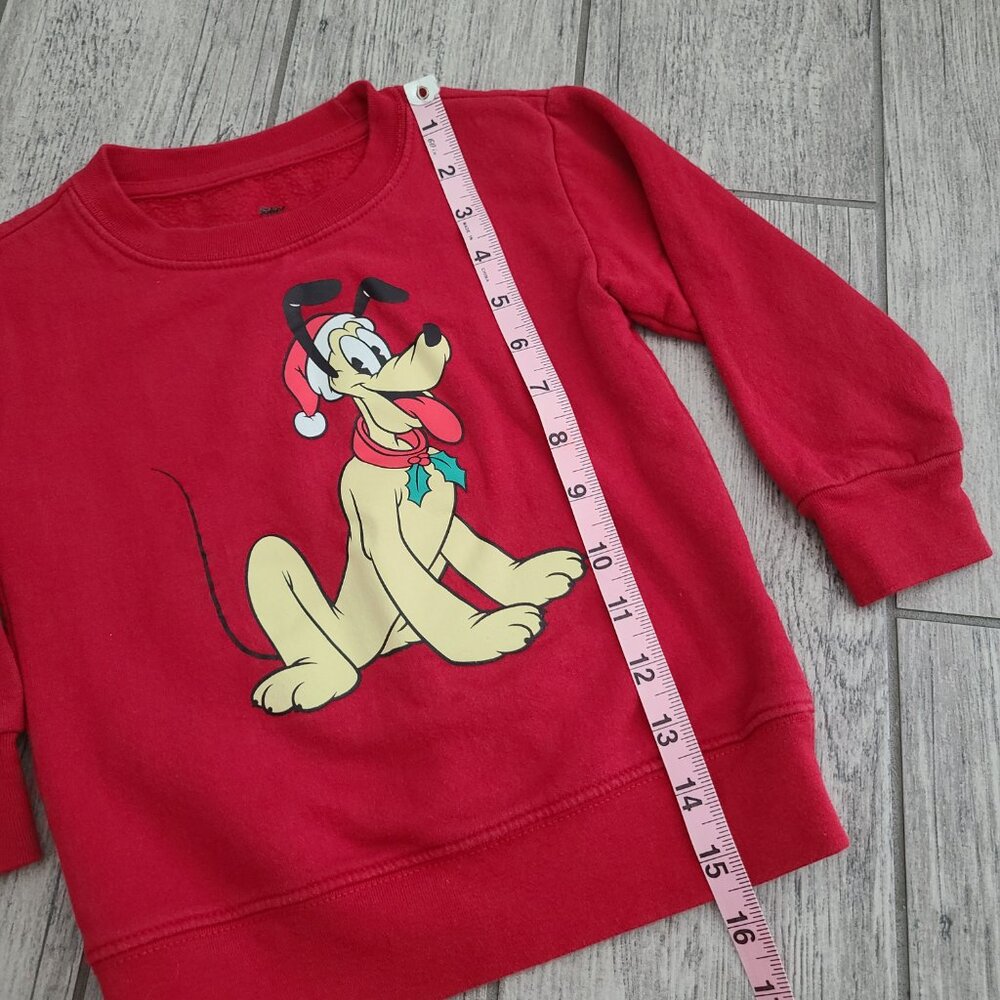 Disney Junior Pluto Christmas Holiday Sweatshirt Red Size Toddler 3T - Picture 4 of 6